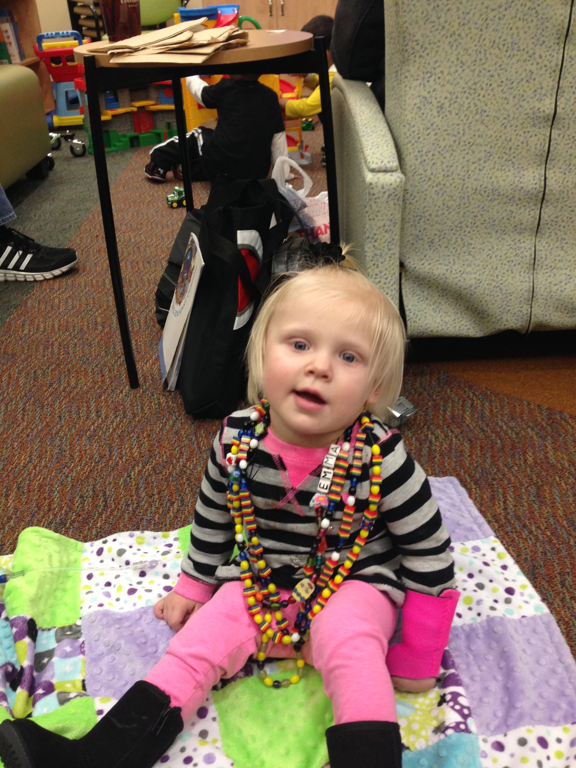 Emma with all of her Beads of Courage